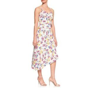 2/$30 Banana Republic  Asymmetrical Floral Print Sundress White Multi 0 #A1360
